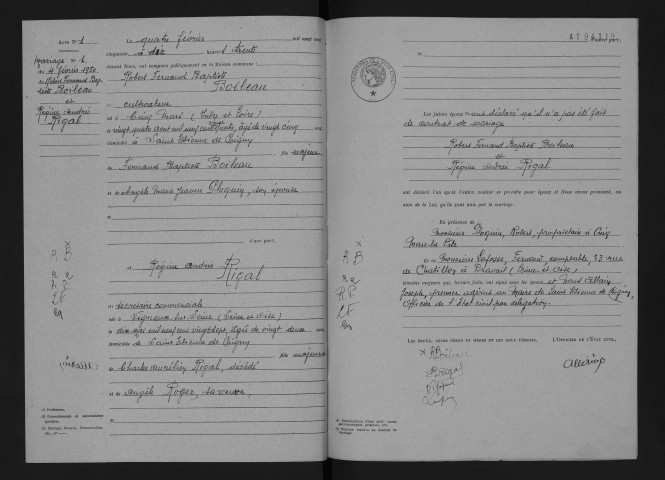 Pont de Bresme. Mariages, 1950