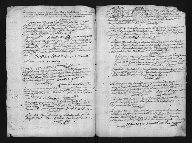 Baptêmes, mariages, sépultures, 1739