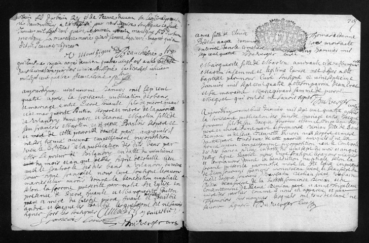 Baptêmes, mariages, sépultures, 1704