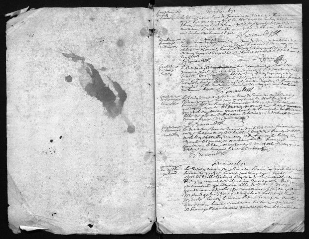 Collection communale. Baptêmes, mariages, sépultures, 1671-1697