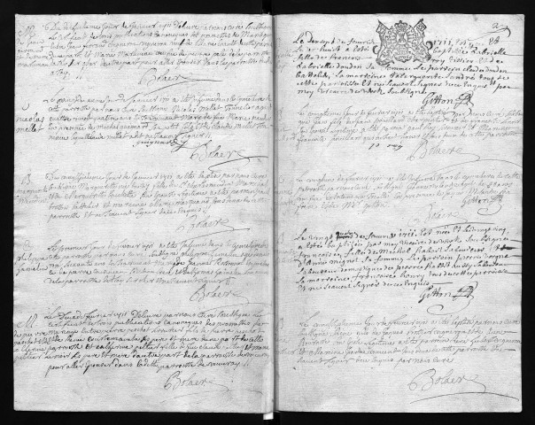 Collection communale. Baptêmes, mariages, sépultures, 1711-1724