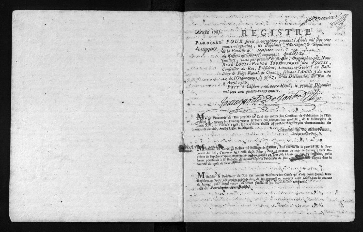 Baptêmes, mariages, sépultures, 1785