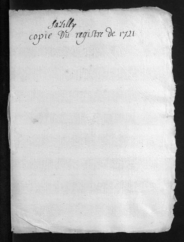 Baptêmes, mariages, sépultures, 1721