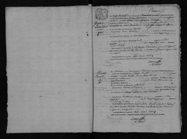 Aubigny : naissances, mariages, décès, an XI-1823 (date de rattachement à la commune de Loché-sur-Indrois)
