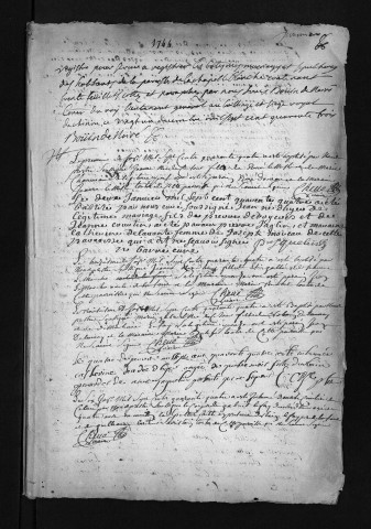 Collection du greffe. Baptêmes, mariages, sépultures, 1744