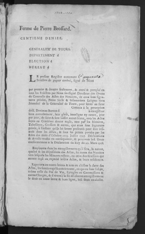 Centième denier et insinuations suivant le tarif (28 novembre 1728-1er mai 1734)