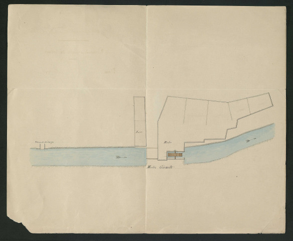 Plan d'ensemble du moulin Girault (21 avril 1848)