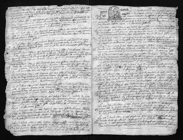 Collection communale. Baptêmes, mariages, sépultures, 1682-1705