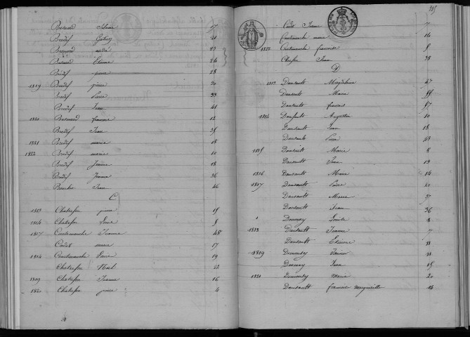 Naissances, mariages, décès - Les décennies 1792-1802 et 1802-1812 sont lacunaires