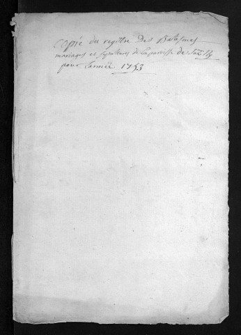 Baptêmes, mariages, sépultures, 1753