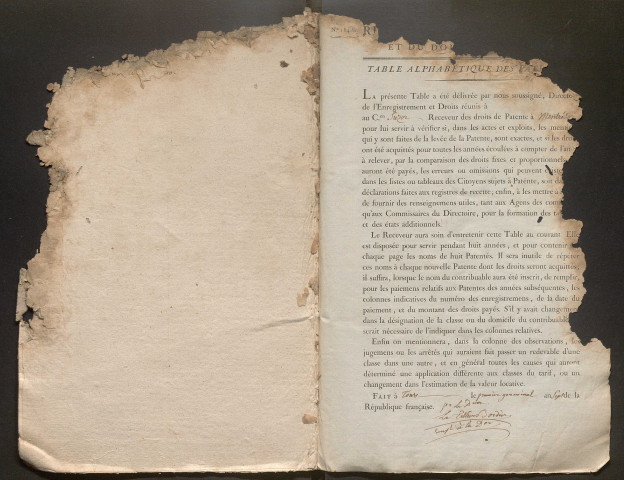 Table alphabétique des assujettis à la patente – an VIII-an IX