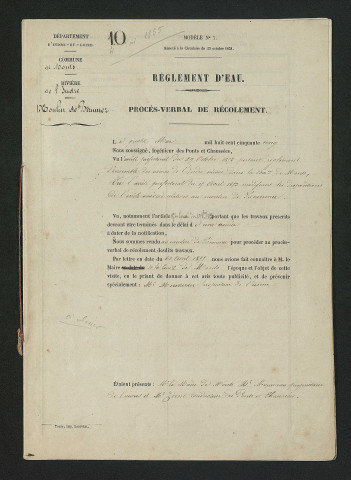 Procès-verbal de récolement (4 mai 1855)