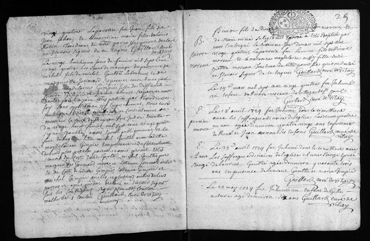 Baptêmes, mariages, sépultures, 1724