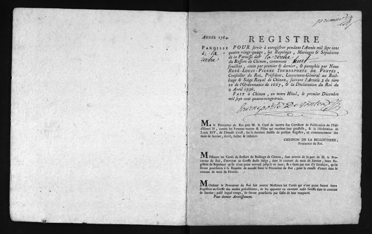 Baptêmes, mariages, sépultures, 1784