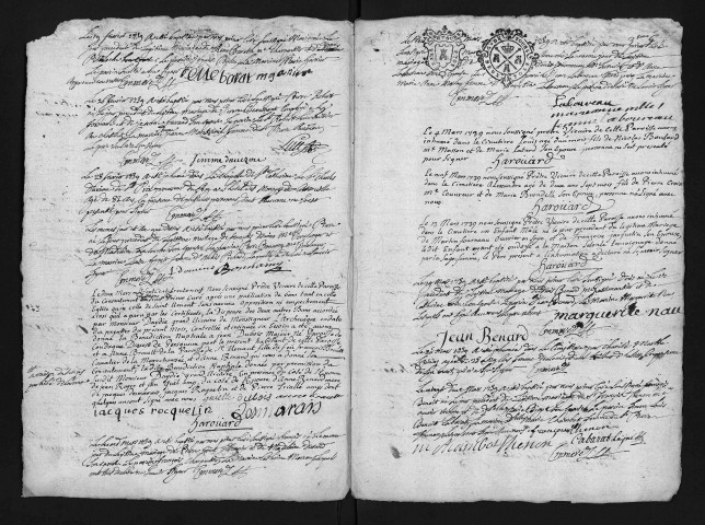 Baptêmes, mariages, sépultures, 1739