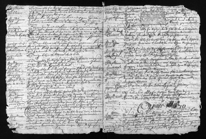Collection du greffe. Baptêmes, mariages, sépultures, 1668-1677