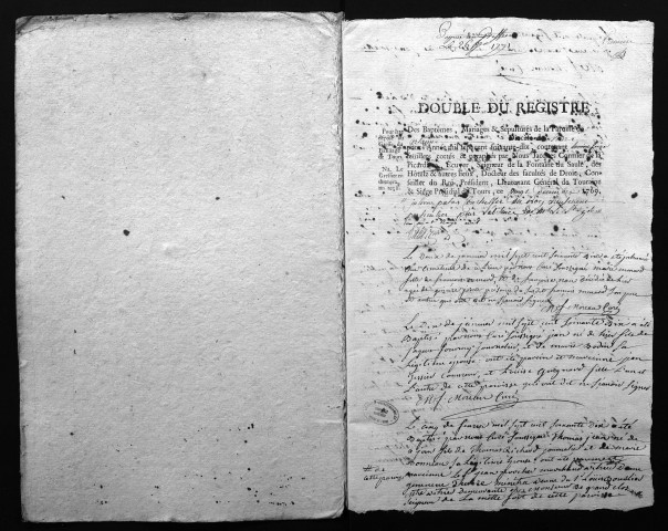 Collection du greffe. Baptêmes, mariages, sépultures, 1770