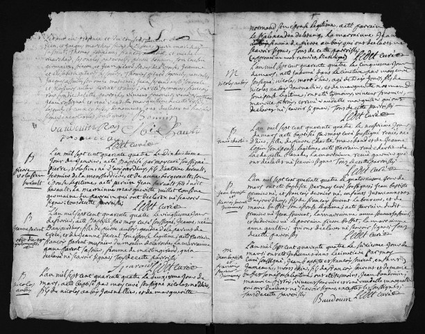 Baptêmes, mariages, sépultures, 1744