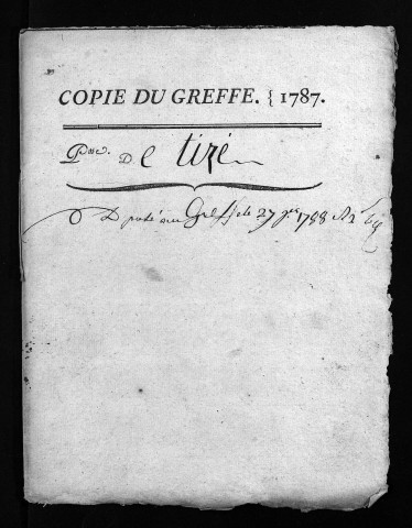 Collection du greffe. Baptêmes, mariages, sépultures, 1787