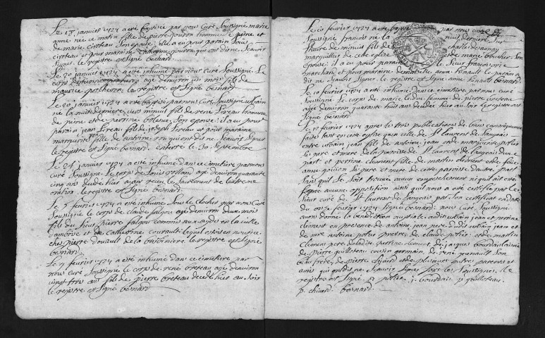 Baptêmes, mariages, sépultures, 1727