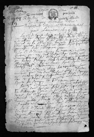 Baptêmes, mariages, sépultures, 1679