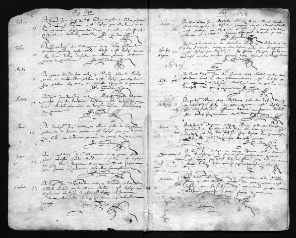 Collection communale. Baptêmes, mariages, sépultures, 1638-1689