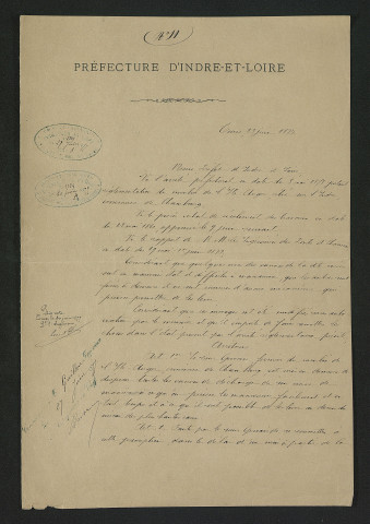 Travaux pour faciliter la manœuvre des vannes de décharge. Mise en demeure (23 juin 1877)