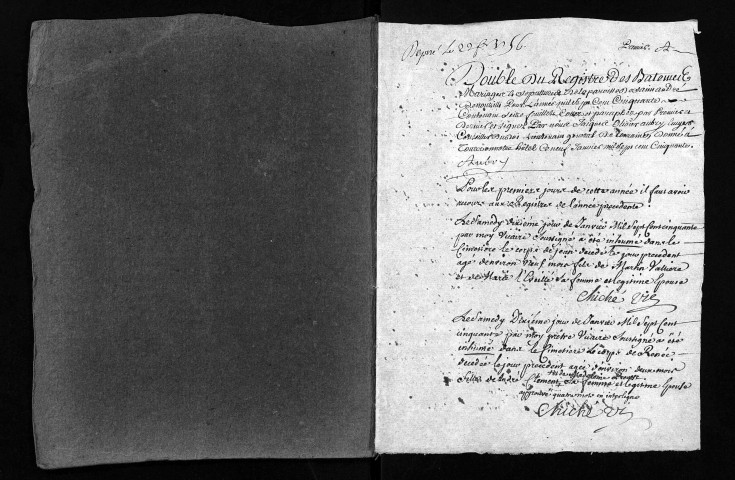 Collection du greffe. Baptêmes, mariages, sépultures, 1750