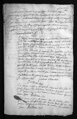 Collection du greffe. Baptêmes, mariages, sépultures, 1746