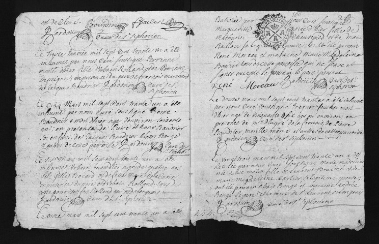 Collection du greffe. Baptêmes, mariages, sépultures, 1731 - Les années 1709-1730 sont lacunaires dans cette collection