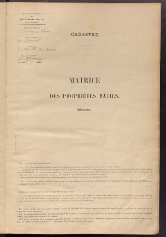 Matrice des propriétés bâties ; récapitulation ; table alphabétique des propriétaires.