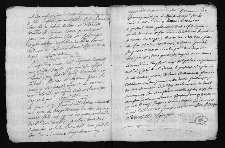 Collection du greffe. Baptêmes, mariages, sépultures, 14 janvier-27 décembre 1751