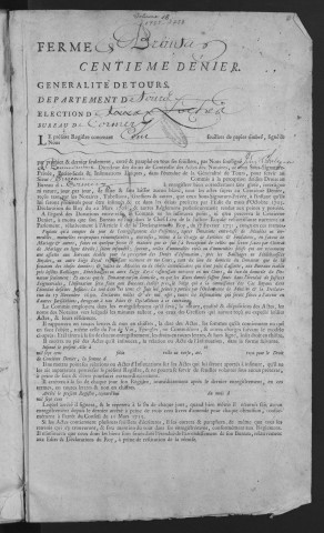 Centième denier et insinuations suivant le tarif (5 avril 1755-5 avril 1758)