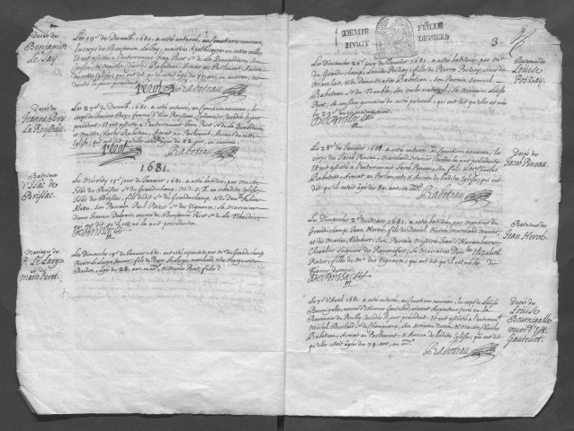 Collection communale. Église réformée. Baptêmes, mariages, sépultures, 1680-1683