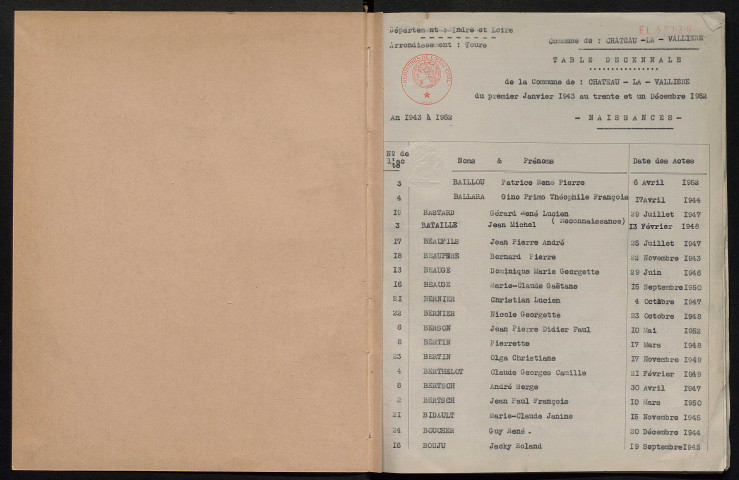 Naissances, mariages, décès