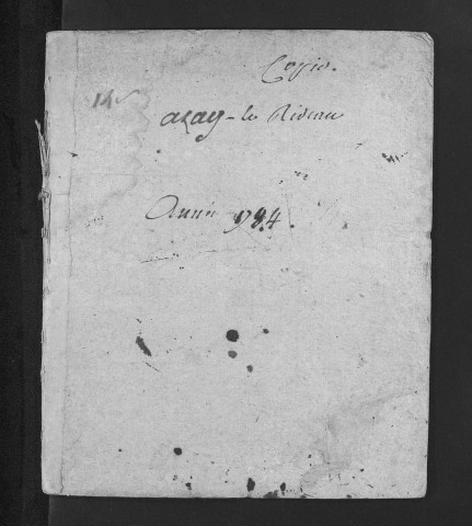 Collection du greffe. Baptêmes, mariages, sépultures, 1784