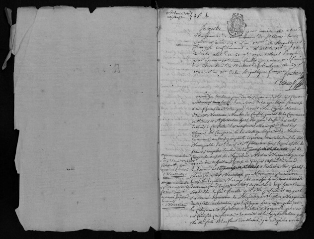 Saint-Denis-Hors. Naissances, mariages, décès, 1793-an VII - Pour les mariages de l'an VII, se reporter à la municipalité de canton (Amboise)