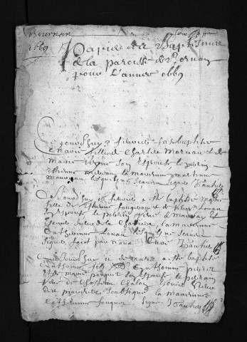Collection du greffe. Baptêmes, mariages, sépultures, 1669