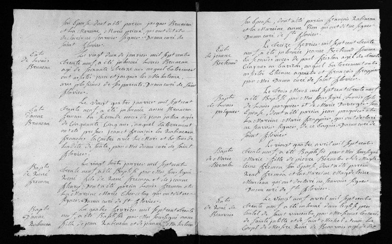 Baptêmes, mariages, sépultures, 1739