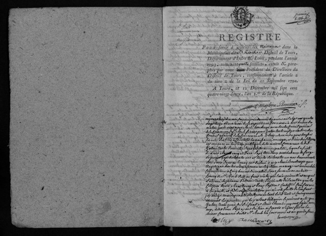 Naissances, mariages, décès, 1793-an X - Pour les mariages de l'an VII et de l'an VIII, se reporter à la municipalité de canton (Luynes)