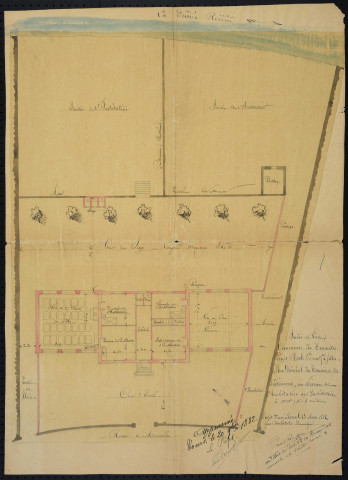 Ecoles et mairie, acquisition d'une maison d'école ; construction d'une mairie et d'une école de garçons ; construction d'une école de filles : devis, plans, correspondance.