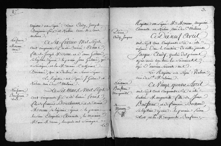 Baptêmes, mariages, sépultures, 1756