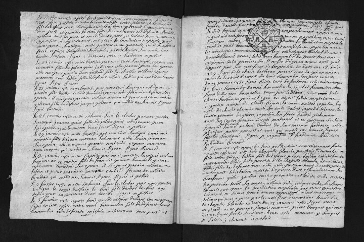 Baptêmes, mariages, sépultures, 1731