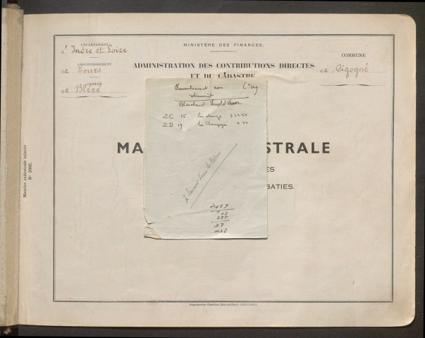 Table des comptes de la matrice. Comptes actifs personnes morales et A - Z.