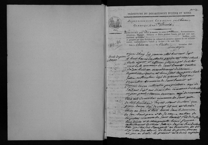 Naissances, mariages, décès, 1807-1836 - L'année 1834 ne contient pas l'acte n°25 (erreur de numérotation des actes)