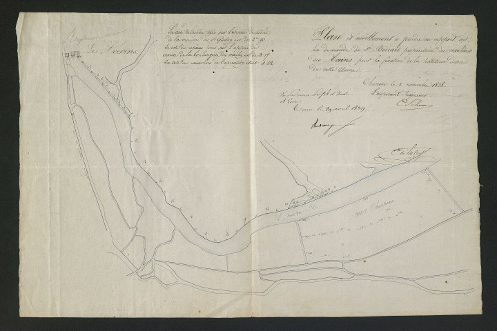 Plan et nivellement (5 novembre 1838)