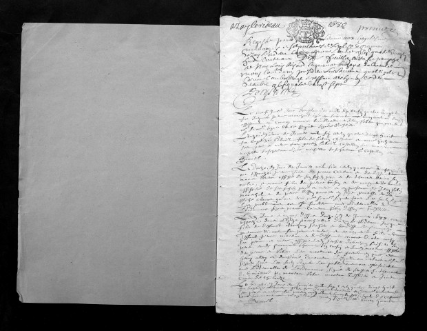 Collection du greffe. Baptêmes, mariages, sépultures, 1688