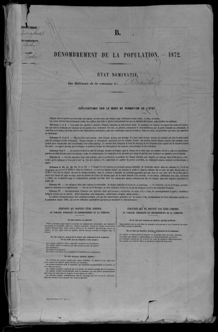 1872 - L'année 1866 est lacunaire dans la collection de la préfecture et dans la collection communale