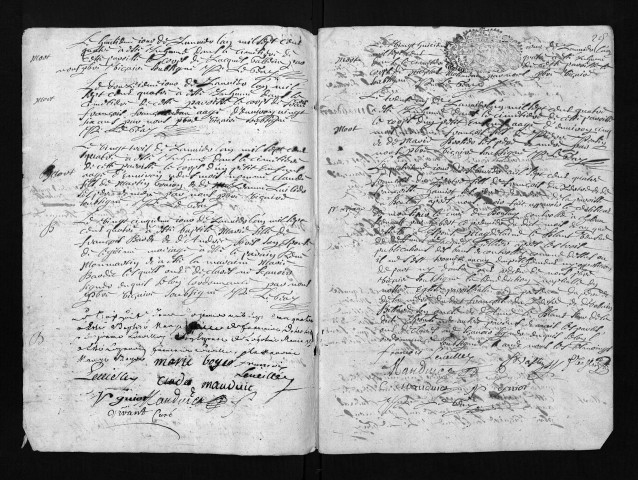 Collection du greffe. Baptêmes, mariages, sépultures, 1704 - L'année 1703 est lacunaire dans cette collection