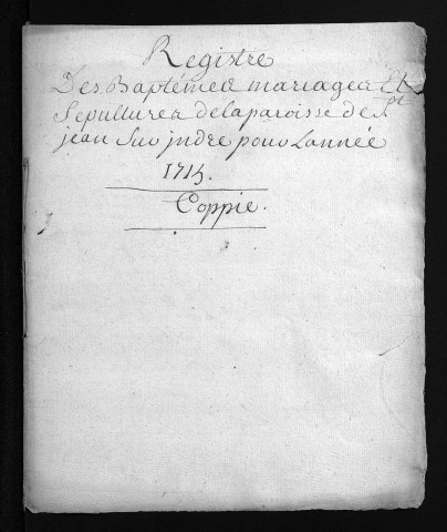 Baptêmes, mariages, sépultures, 1715